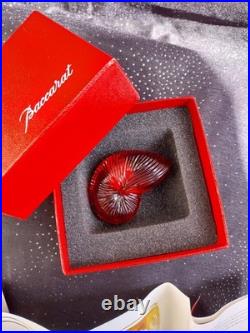 Nautile En Cristal Rouge, Baccarat, + Boîte, Excellent État, Signé-coquillage