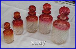 Necessaire De Toilette Cristal Baccarat Modele Bambou Tors Suite De 5 Flacons Necessaire De Toilette Cristal Baccarat Modele Bambou Tors Suite De 5 Flacons