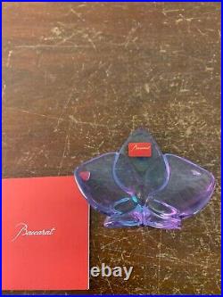 Orchidée lotus bleue violette en cristal de Baccarat