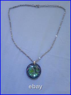Ortega à Baccarat Pendentif verre cristal bleu & inclusion de cercles métal
