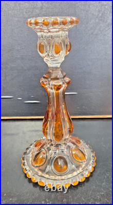 Paire De Bougeoirs En Cristal De Baccarat Couleur Ambre