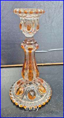 Paire De Bougeoirs En Cristal De Baccarat Couleur Ambre