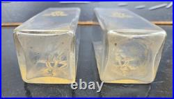 Paire De Vases Baccarat St Louis Decor Gravé Doré Nenuphars Art Nouveau 1900