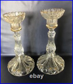 Paire de Flambeaux bougeoirs en Cristal Baccarat