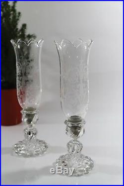 Paire de Grand Photophore BACCARAT modèle Bambou en cristal Estampillés