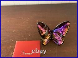 Papillon irisé violet en cristal de Baccarat