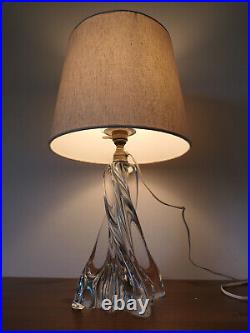 Pied de lampe ancien en cristal de BACCARAT modèle torsadé
