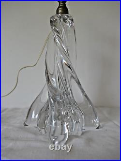 Pied de lampe ancien en cristal de BACCARAT modèle torsadé