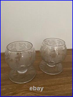 RARE BACCARAT Fontenay 2 Verres à liqueur / saké Cristal gravé de roses