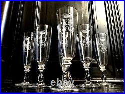 Rare 6 Flûtes champagne Cristal Baccarat Noblesse Couronne Comtale Chiffres (1)