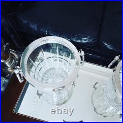 Rare Paire de Seau Champagne Art Déco Cristal Baccarat Argent vers 1940