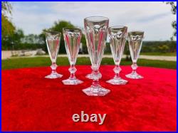 Rare Serie De 6 Flutes A Champagne En Cristal De Baccarat Modele Harcourt
