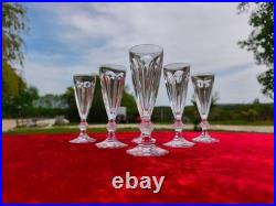 Rare Serie De 6 Flutes A Champagne En Cristal De Baccarat Modele Harcourt