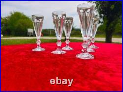 Rare Serie De 6 Flutes A Champagne En Cristal De Baccarat Modele Harcourt