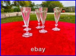 Rare Serie De 6 Flutes A Champagne En Cristal De Baccarat Modele Harcourt