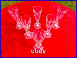 Rare Serie De 6 Flutes A Champagne En Cristal De Baccarat Modele Harcourt