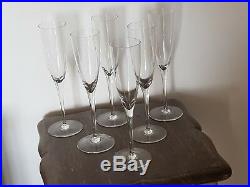 Rare Serie De 6 Flutes Verres Champagne Cristal De Baccarat Dom Perignon