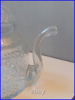 Rare Théière Cristal Soufflé Ancien Pointe De Diamant Baccarat St Louis Creusot