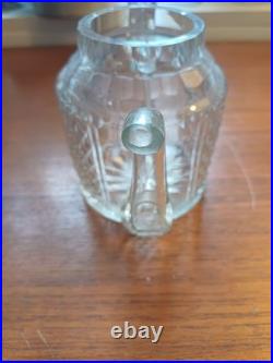 Rare Théière Cristal Soufflé Ancien Pointe De Diamant Baccarat St Louis Creusot