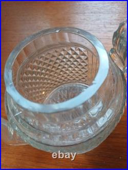 Rare Théière Cristal Soufflé Ancien Pointe De Diamant Baccarat St Louis Creusot