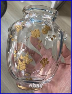 Rare Vase Cristal Baccarat Oiseau doré Art nouveau Rousseau Escalier Cristal