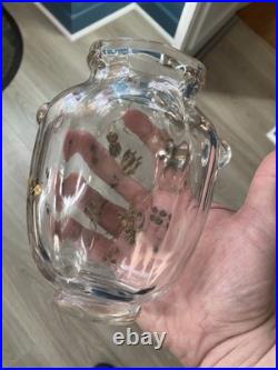 Rare Vase Cristal Baccarat Oiseau doré Art nouveau Rousseau Escalier Cristal