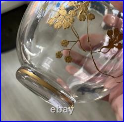 Rare Vase Cristal Baccarat Oiseau doré Art nouveau Rousseau Escalier Cristal