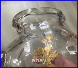 Rare Vase Cristal Baccarat Oiseau doré Art nouveau Rousseau Escalier Cristal