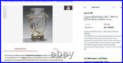 Rare Vase Cristal Baccarat Oiseau doré Art nouveau Rousseau Escalier Cristal