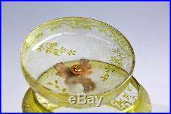 Rare bonbonnière en cristal dégagé à l'acide de Baccarat XIXème modèle Eglantier