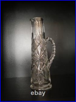 Rare broc carafe pichet canettes cristal taillé Baccarat 35.3 cm catalogue 1916