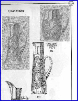 Rare broc carafe pichet canettes cristal taillé Baccarat 35.3 cm catalogue 1916