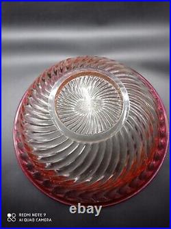 Rare grande coupe bassin en cristal de BACCARAT Rose modèle BAMBOU TORS signé