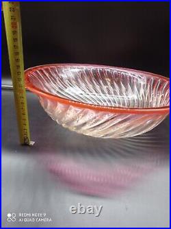 Rare grande coupe bassin en cristal de BACCARAT Rose modèle BAMBOU TORS signé