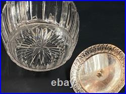 Seau à biscuits cristal taillé Baccarat Saint Louis monture métal argenté Empire