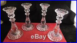 Série de 4 flambeaux bougeoirs en cristal de Baccarat modèle Bambou Tors
