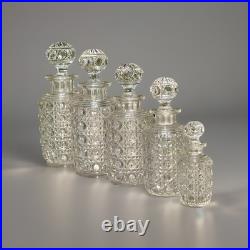 Serie de 5 flacons de toilette modèle Diamant Pierreries en cristal de Baccarat