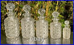 Serie de 5 flacons de toilette modèle Diamant Pierreries en cristal de Baccarat