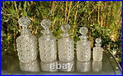 Serie de 5 flacons de toilette modèle Diamant Pierreries en cristal de Baccarat