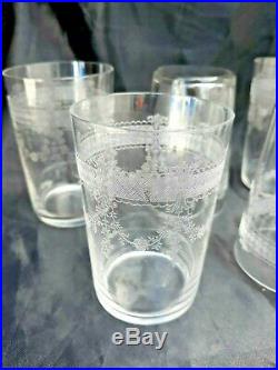 Serie de 5 verres cristal gravé d'époque 19ème gobelet crystal XIXème Baccarat