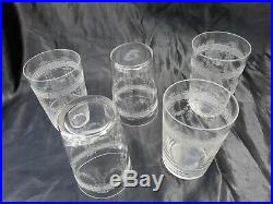 Serie de 5 verres cristal gravé d'époque 19ème gobelet crystal XIXème Baccarat