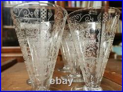 Série de 6 verres à vin blanc cristal de Baccarat modèle Lido art-déco
