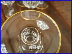 Série de 6 verres à vin blanc en cristal de baccarat gravé doré modèle eldorado