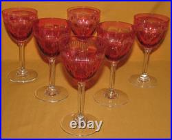 Série de 6 verres vin blanc Porto cristal Baccarat service Molière rouge 1916