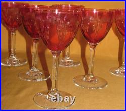 Série de 6 verres vin blanc Porto cristal Baccarat service Molière rouge 1916