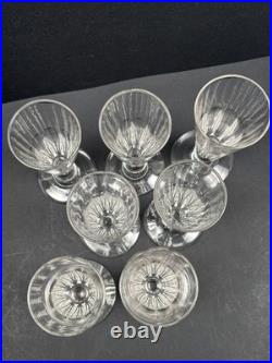 Série de 7 Flûtes à Champagne en Cristal de Baccarat Taillés Pans Coupés XIXe