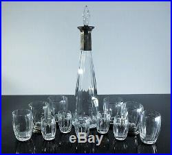 Service A Digestif Carafe 11 Gobelets Cristal Taille Argent Pyramide Baccarat