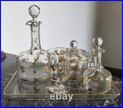 Service Cristal À Côtes Vénitiennes Baccarat 2 Carafes Verre Sucrier Plateau