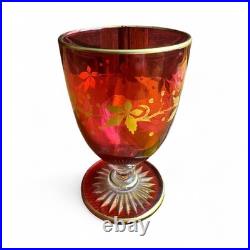 Service De Nuit En Cristal De Baccarat Rouge Et Doré A L Or Fin. 5 Péces