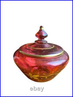 Service De Nuit En Cristal De Baccarat Rouge Et Doré A L Or Fin. 5 Péces